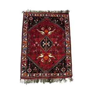 فرش دستبافت ۲ متری طرح شکارگاه مدل G11 زمینه قرمز