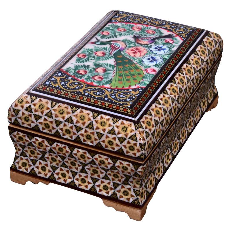 جعبه جواهرات خاتم کاری طرح پردیس کد 16