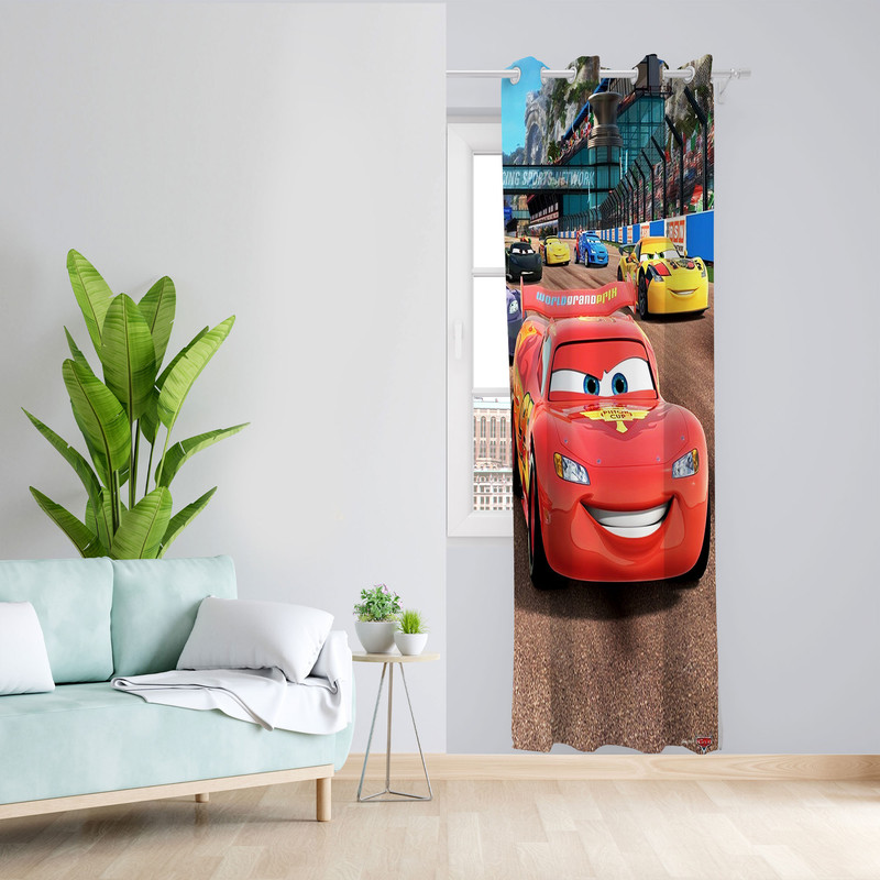  پرده مدل اتاق کودک مخمل پانچی طرح مکویین کد 4522 سایز 140x280 سانتی متر