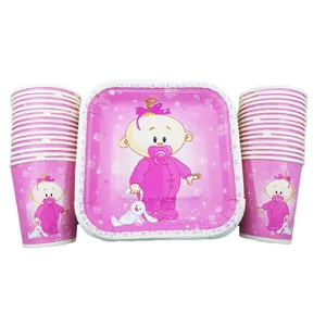 بشقاب و لیوان یکبار مصرف مدل بیبی مجموعه 40 عددی