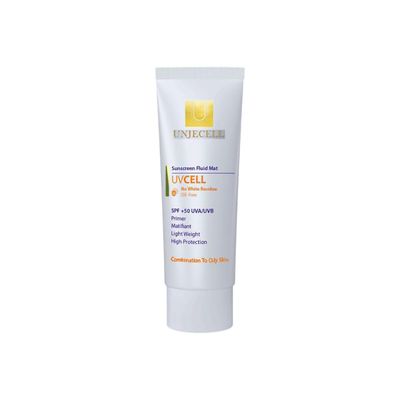 کرم ضد آفتاب بی رنگ آنژسل SPF50 مدل UVCELL مناسب پوست چرب حجم 40 میلی لیتر