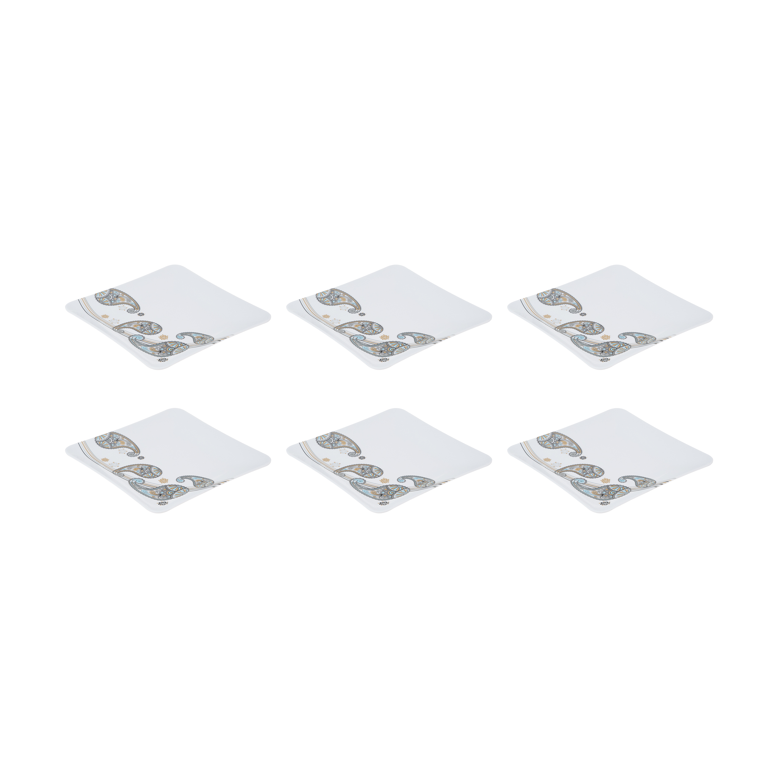  بشقاب بانو یزد طرح ترمه کد 2414 بسته 6 عددی