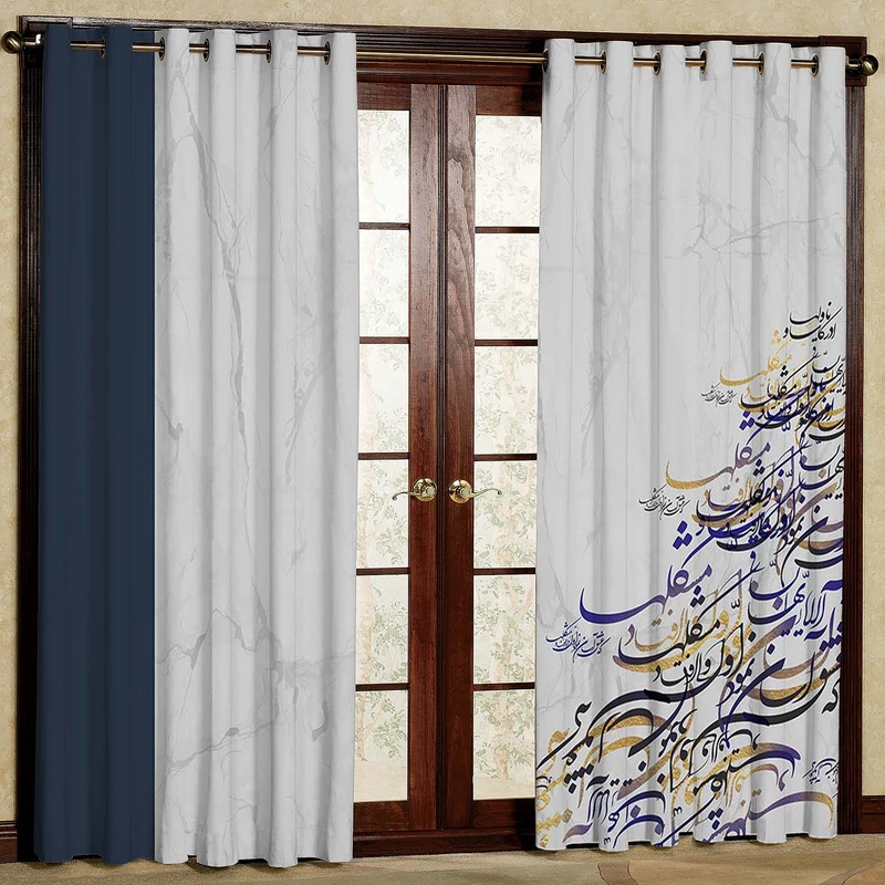 پرده بارمان دکور طرح شعر مدل مخمل پانچی کد 5628 W سایز 140x280 سانتی متر