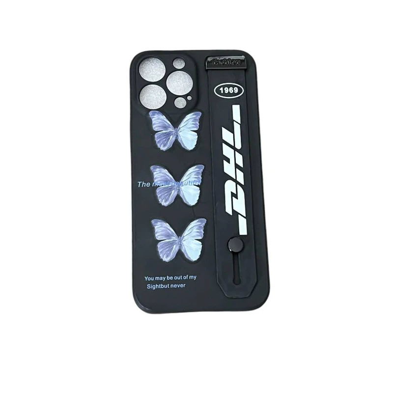 کاور مدل سیلیکونی دستبندی طرح پروانه کد Bu01 مناسب برای گوشی موبایل اپل Iphone 13 promax