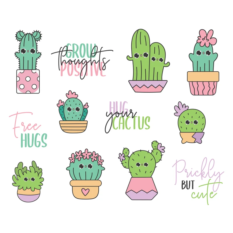 برچسب لپ تاپ طرح کاکتوس کد 2396 مجموعه 12 عددی 