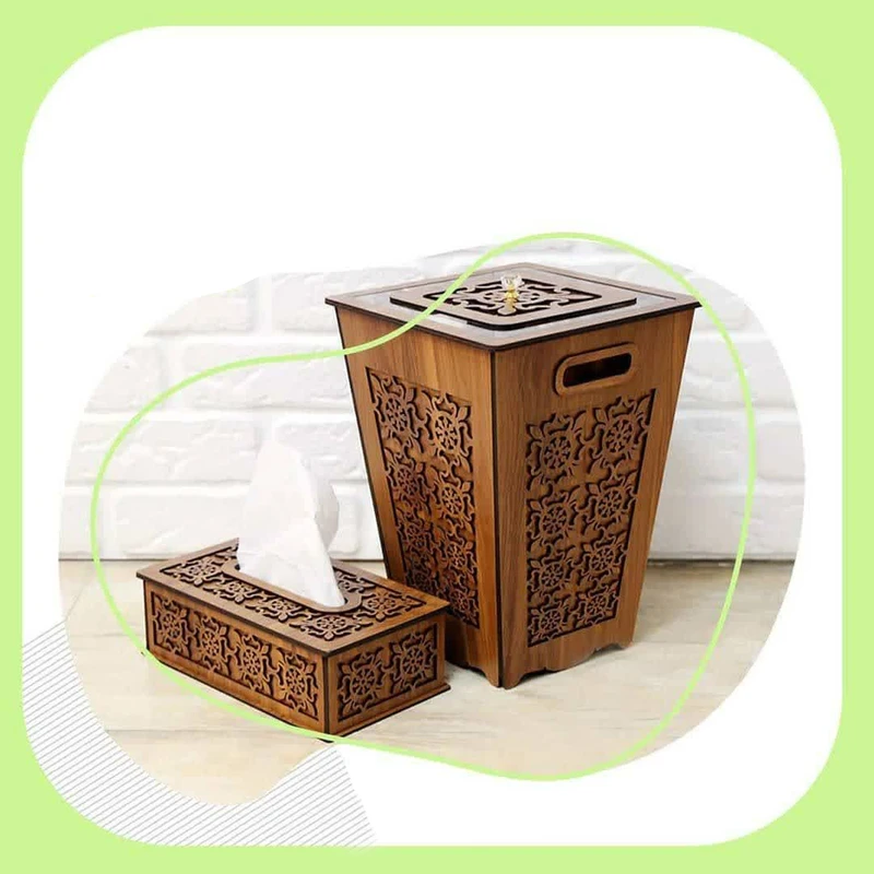 عکس شماره 2 : ست سطل زباله و جای دستمال کاغذی مدل خاتون