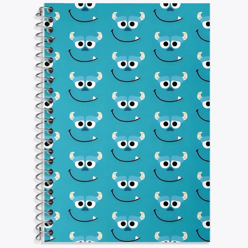 دفتر زبان 50 برگ خندالو مدل سه خط طرح پترن کارخانه هیولاها کد N5231