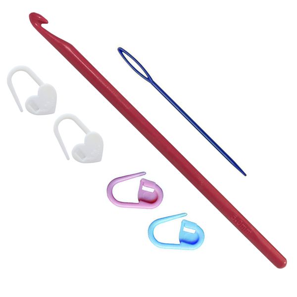 قلاب تریکو بافی مدل G.co-05 کد 05 به همراه سوزن دوخت کاموا و سنجاق نشانه گذار بافتنی مجموعه 6 عددی قلاب تریکو بافی مدل G.co-05 کد 05 به همراه سوزن دوخت کاموا و سنجاق نشانه گذار بافتنی مجموعه 6 عددی