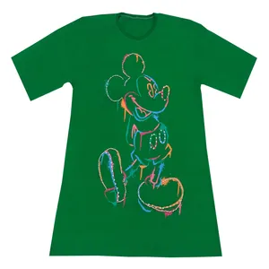 تی شرت لانگ زنانه مدل میکی موس رنگ سبز روشن