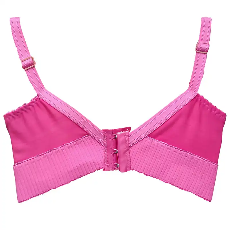 سوتین زنانه مدل کش پهن طرح پامچال رنگ سرخابی