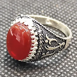 انگشتر نقره مردانه مدل عقیق خراسانی کد 255