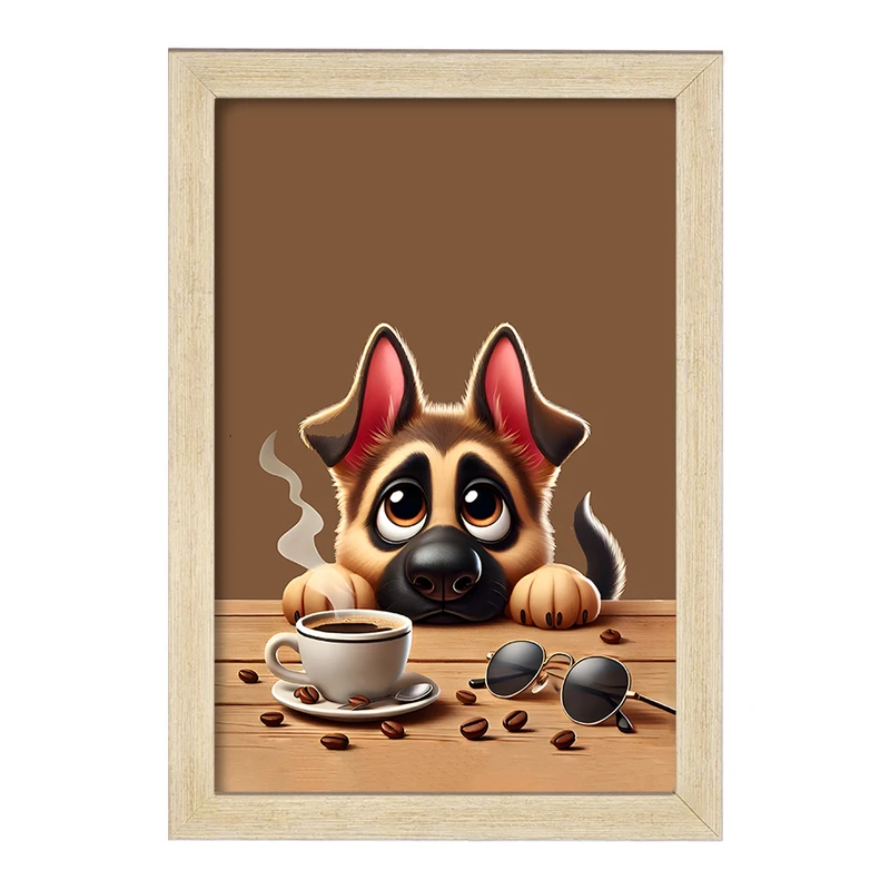 تابلو خندالو مدل سگ و فنجان قهوه کد F11831