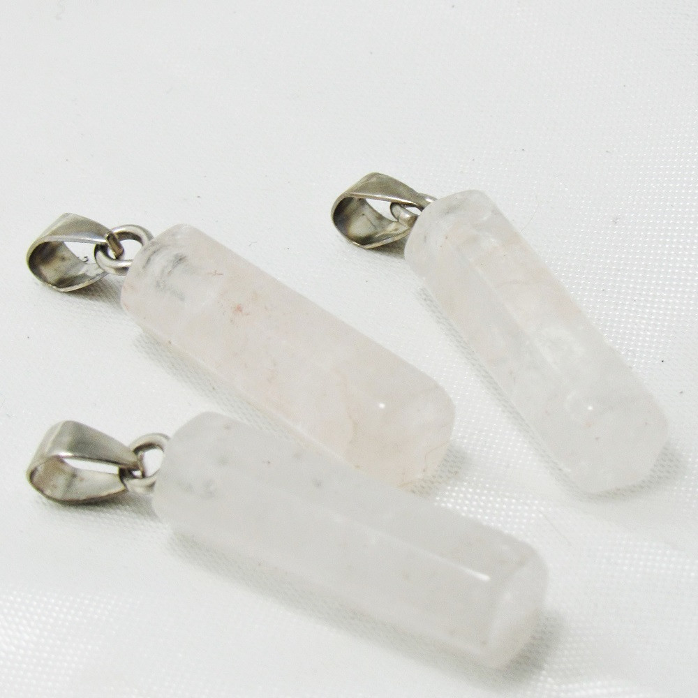 آویز گردنبند مدل استوانه سنگ کوارتز