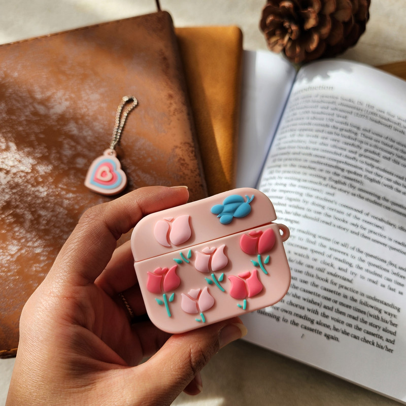 کاور مدل flower مناسب برای کیس اپل ایرپاد Airpods pro 2 / Airpods pro به همراه آویز