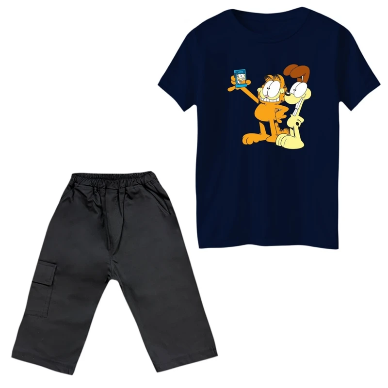 ست تی‌شرت و شلوارک پسرانه مدل گارفیلد کد 7