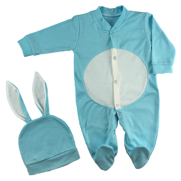 ست سرهمی و کلاه نوزاد طرح خرگوش مدل 101