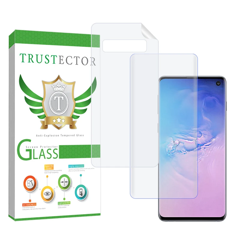 محافظ صفحه نمایش تراستکتور مدل UVNANOMTBT مناسب برای گوشی موبایل سامسونگ Galaxy S10 به همراه محافظ پشت گوشی