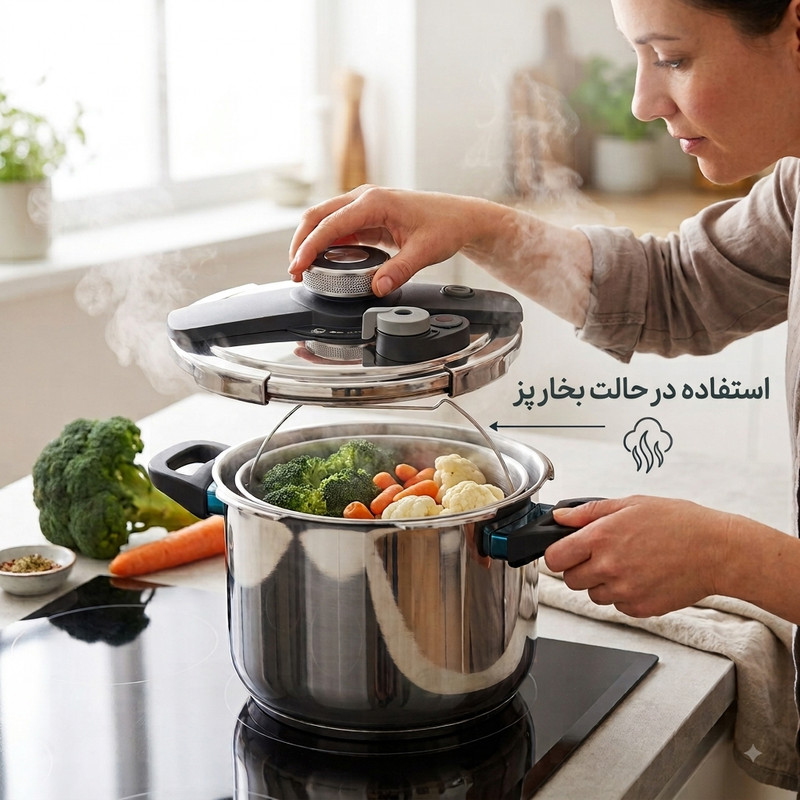 زودپز و بخارپز رمانتیک هوم مدل دوقلو گنجایش 7 و 5 لیتر