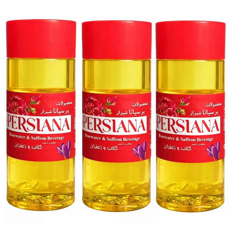 شربت گلاب و زعفران پرسیانا شیراز - 300 میلی لیتر بسته 3 عددی