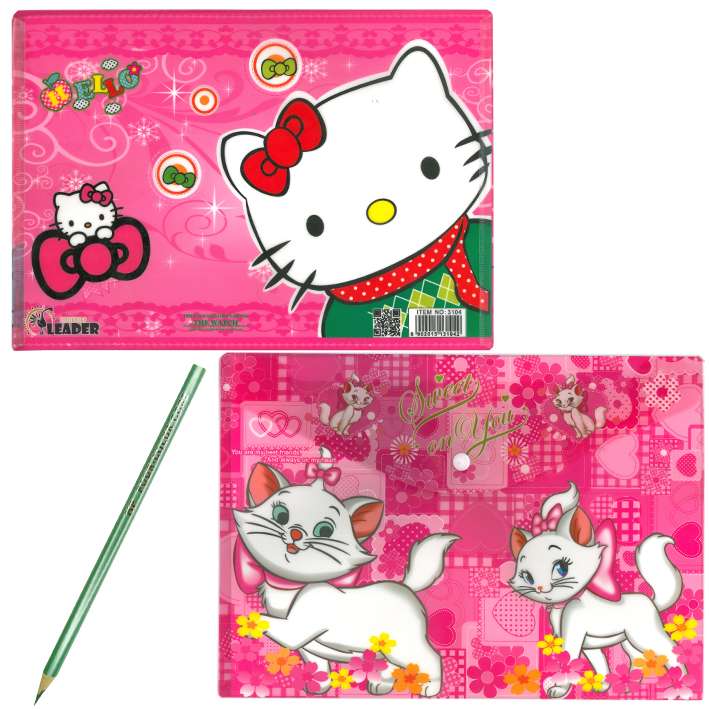 پوشه دکمه دار مدل دخترانه کد 08 به همراه مداد مجموعه 3 عددی