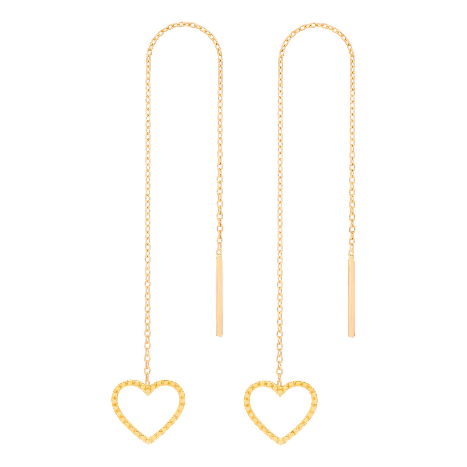 گوشواره بخیه‌ای طلا 18 عیار زنانه وی گالری مدل قلب کد ET0009 -  - 1