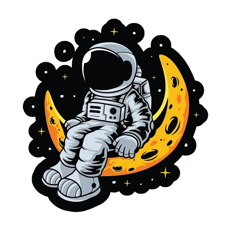 برچسب لپ تاپ پویا مارکت طرح فضانورد و ماه کد 3520