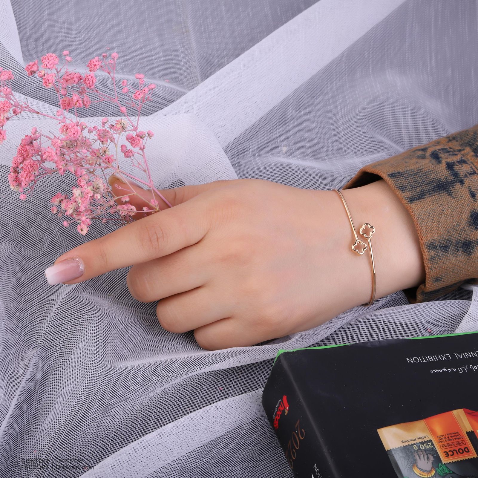 بنگل طلا 18 عیار زنانه حافا گلد مدل ونکلیف کد bn004 -  - 8