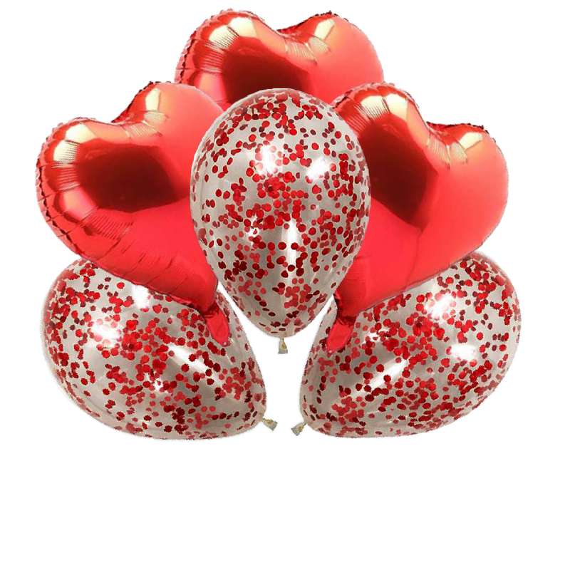 بادکنک مسترتم طرح قلب و لاو پلاس پولکی بسته 6 عددی