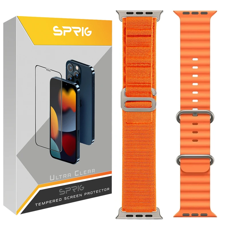 بند اسپریگ مدل Ocean-Alpine مناسب برای اپل واچ 42 / 44 / 45 / 49 میلی متر مجموعه دو عددی