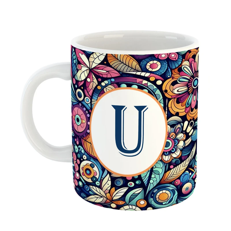 ماگ پادآفرین مدل فانتزی طرح حرف U کد 23