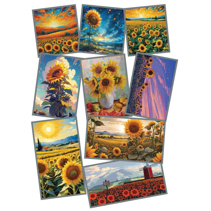 استیکر لپ تاپ طرح گل آفتاب کردان کد 2119 مجموعه 9 عددی