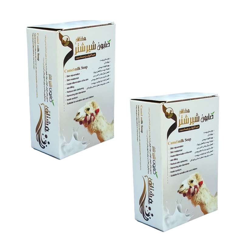 صابون شستشو مشتاق مدل شیرشتر  وزن 80 گرم بسته 2 عددی
