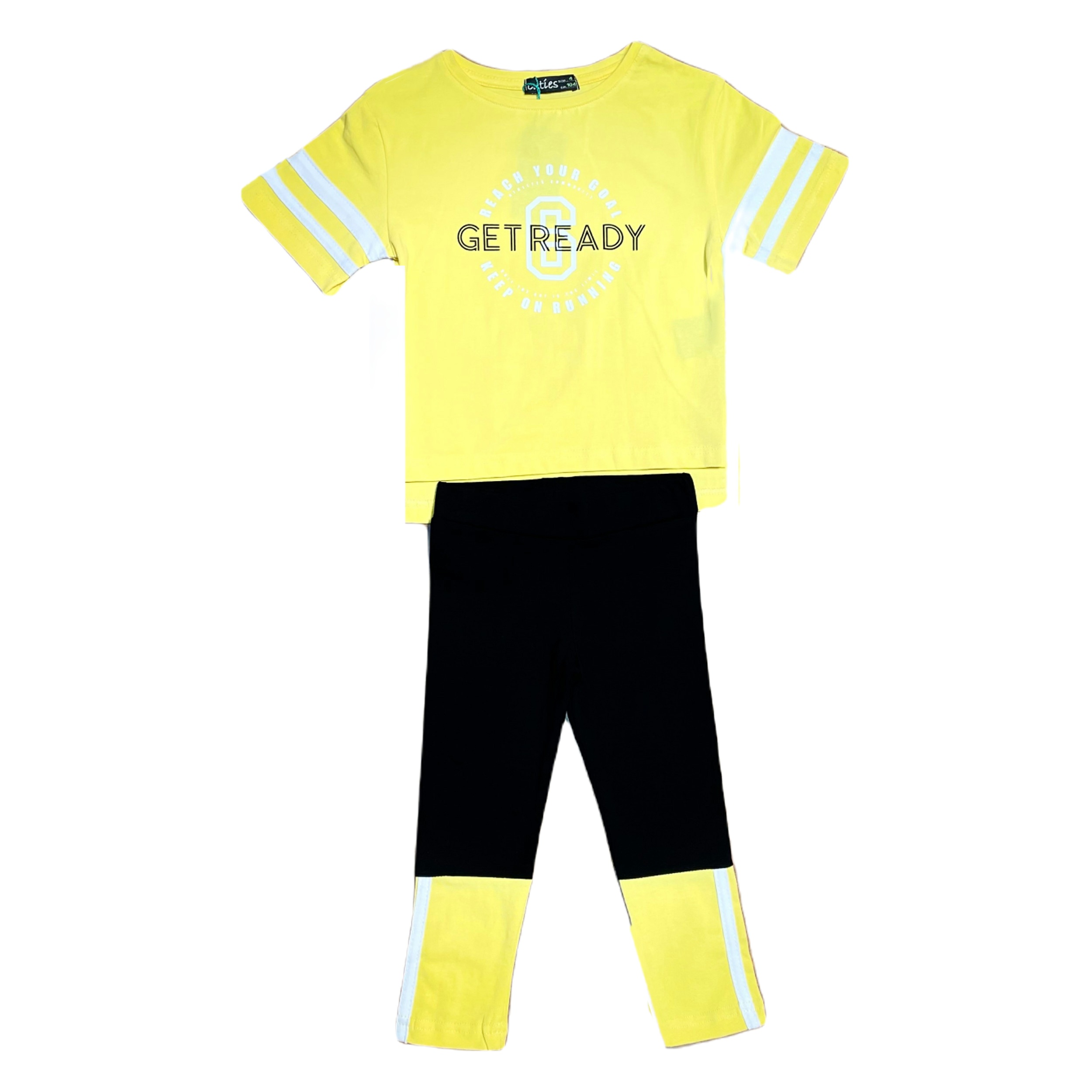 ست تی شرت و لگینگ ورزشی  مدل get ready رنگ زرد