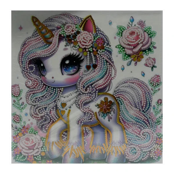 بازی آموزشی رنگ آمیزی مدل تابلو نقاشی الماسی طرح تک شاخ