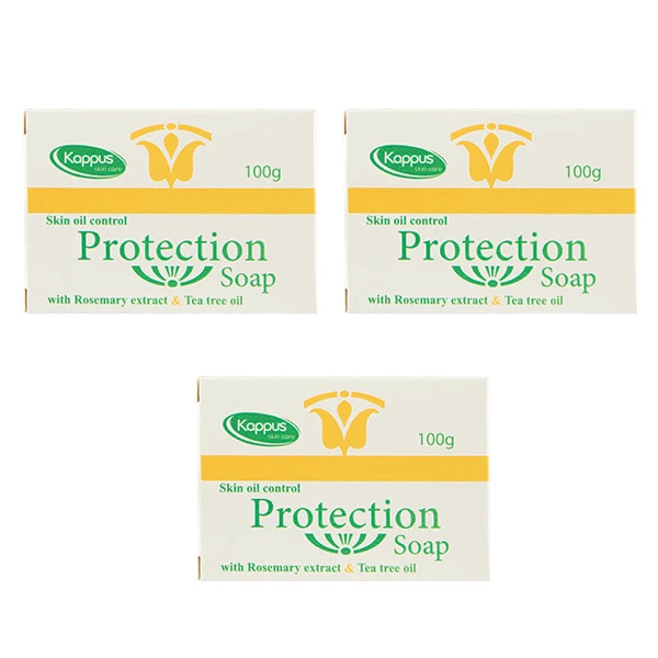 صابون شستشو بدن کاپوس اسکین کر مدل پروتکشن مناسب برای پوست چرب وزن 100 گرم بسته 3 عددی