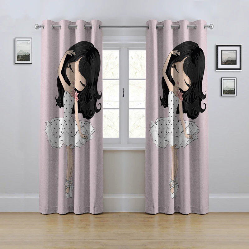 پرده مدل پانچی طرح کودکانه دختر سایز 280x145 سانتی متر