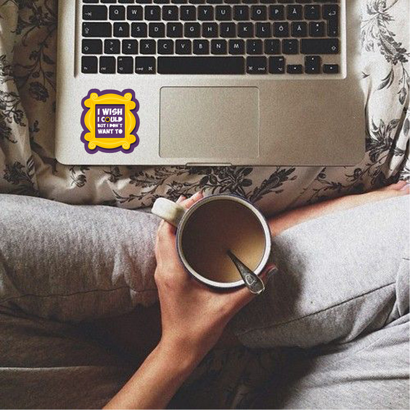 استیکر لپ تاپ لولو طرح کاش میتونستم ولی نمیخوام سریال فرندز کد 188