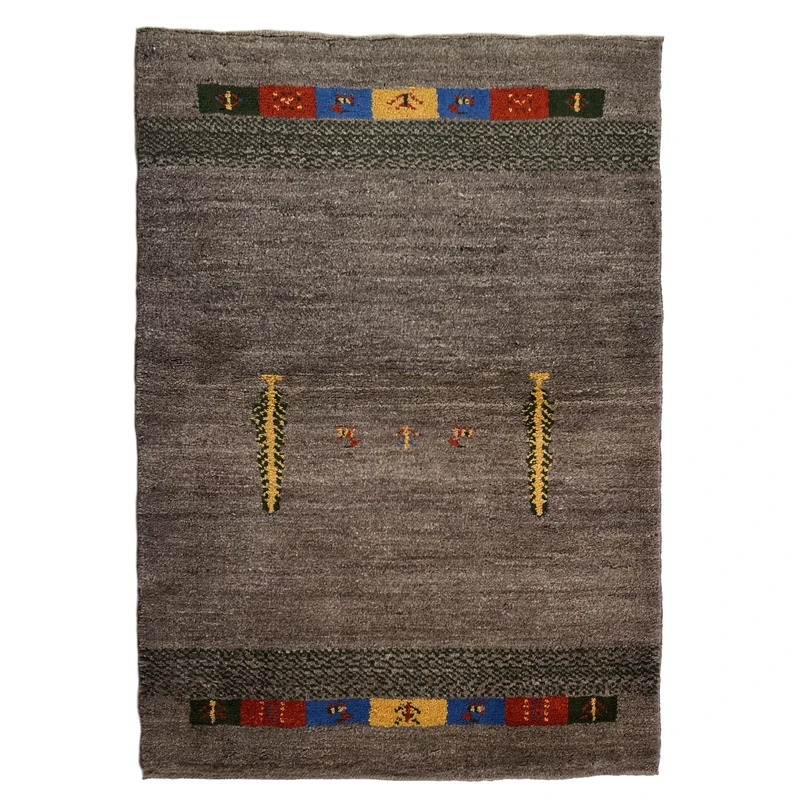 گبه دستبافت یک متری طرح قشقای بافت استان فارس  زمینه طوسی کد NKP.RJ4