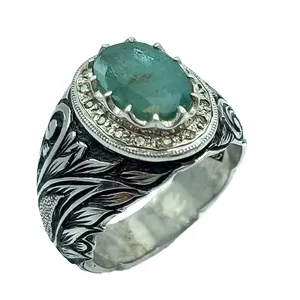 انگشتر نقره مردانه مدل قلم برجسته دستساز 1047