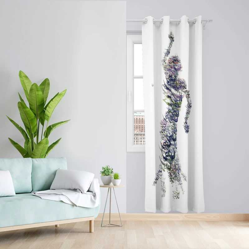 پرده طرح شعر مدل مخمل پانچی کد L 610 Z سایز 140x200 سانتی متر