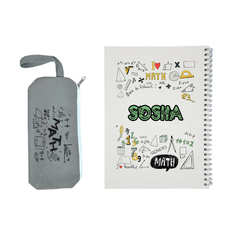 دفتر مشق 50 برگ طرح ریاضی مدل سوشا به همراه جامدادی