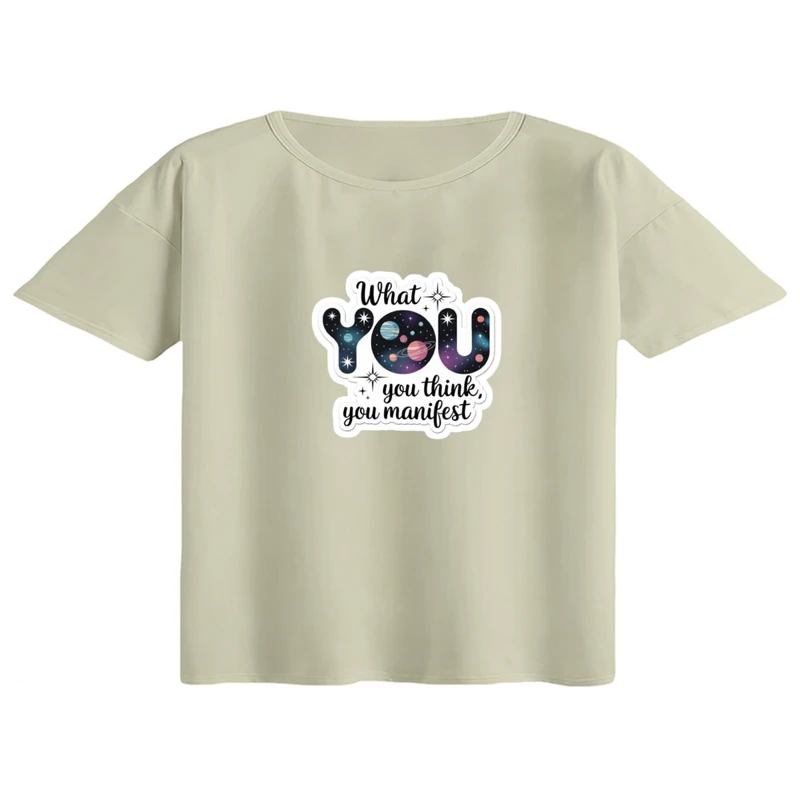 کراپ تی‌شرت آستین کوتاه زنانه مدل تکست کد1