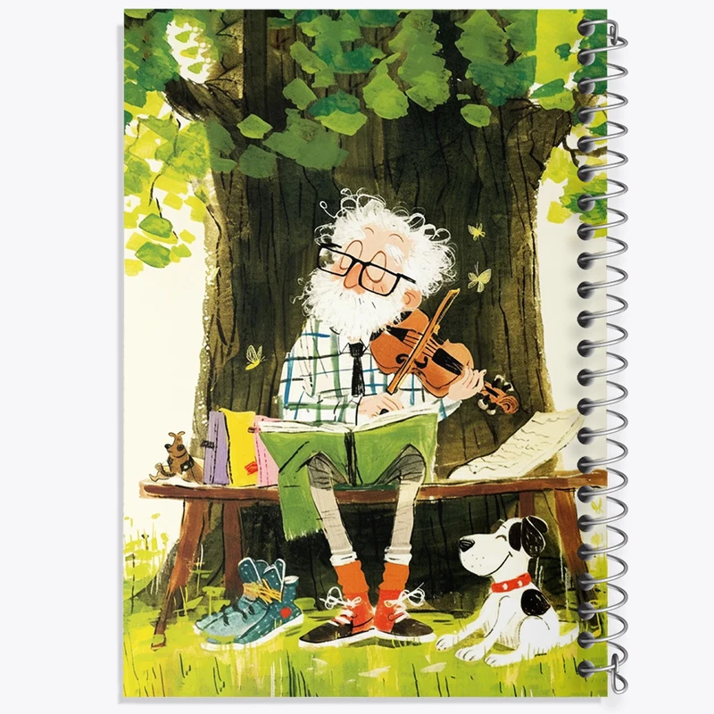 دفتر مشق 100 برگ خندالو طرح پیرمرد نوازنده ویولن کد F7623