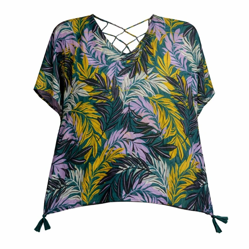 بلوز آستین کوتاه یقه هفت زنانه مدل هاوایی