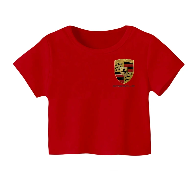 کراپ‌ تی‌شرت آستین کوتاه زنانه مدل لوگو‌ کد 13