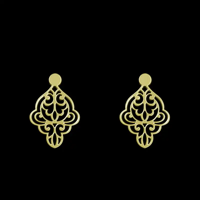 گوشواره طلا 18 عیار زنانه مدوپد مدل اسلیمی کد GA1-15246