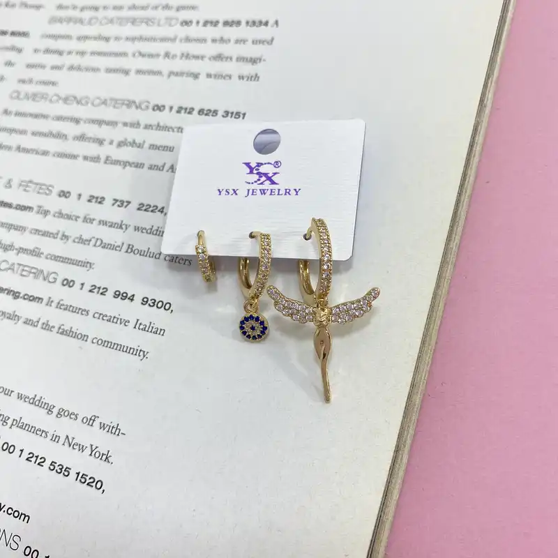 گوشواره زنانه وای اس ایکس مدل فرشته کد E3789 مجموعه 3 عددی