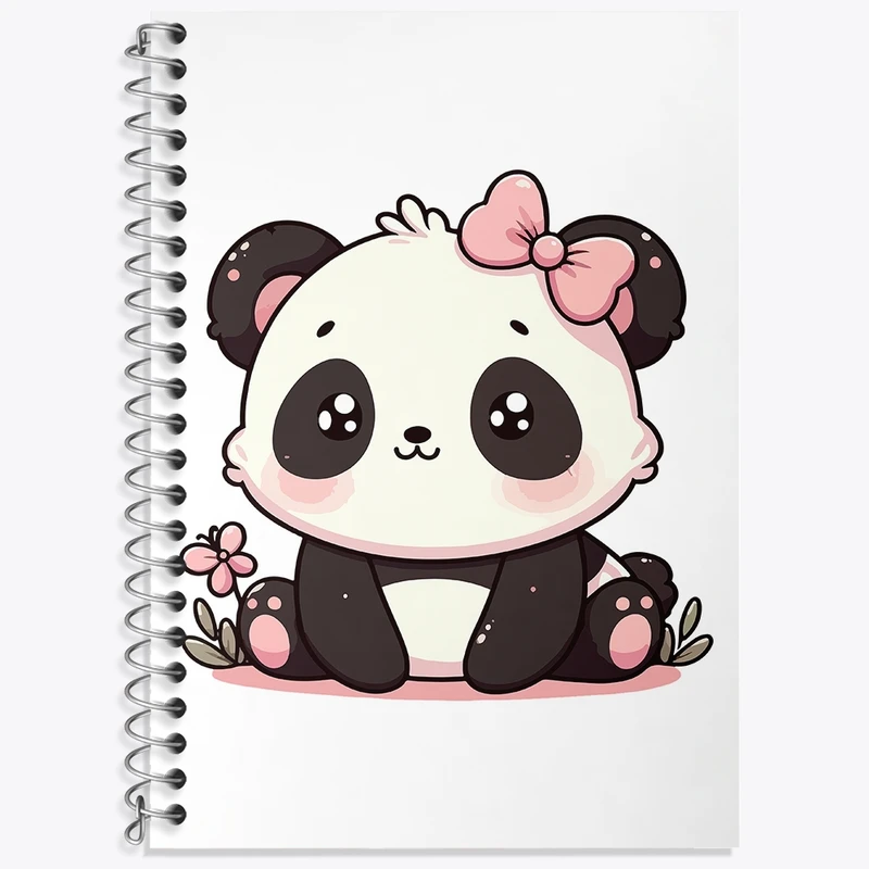 دفتر زبان 50 برگ خندالو مدل دو خط طرح پاندا کیوت کد N1693