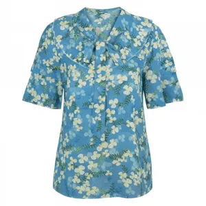 بلوز آستین کوتاه یقه کراواتی زنانه مدل پریا کد ۹۰