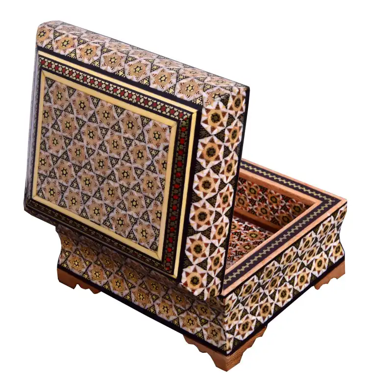 جعبه جواهرات خاتم کاری مدل بغل کاس طرح خورشید کد BK_S12